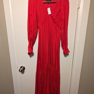 Banana Republic, v-neck maxi dress, orange red, size 0